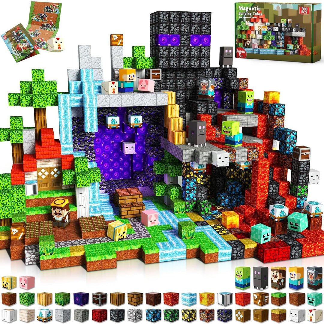 Magnetic Building Cubes Set for Kids – Creative 3D Construction Blocks, Themed Scenes