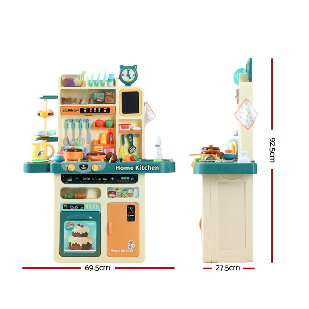 Kids Kitchen Play Set with Stove, Sink, Oven, Clock & Accessories Play Kitchen with Lights, Sounds & Running Water