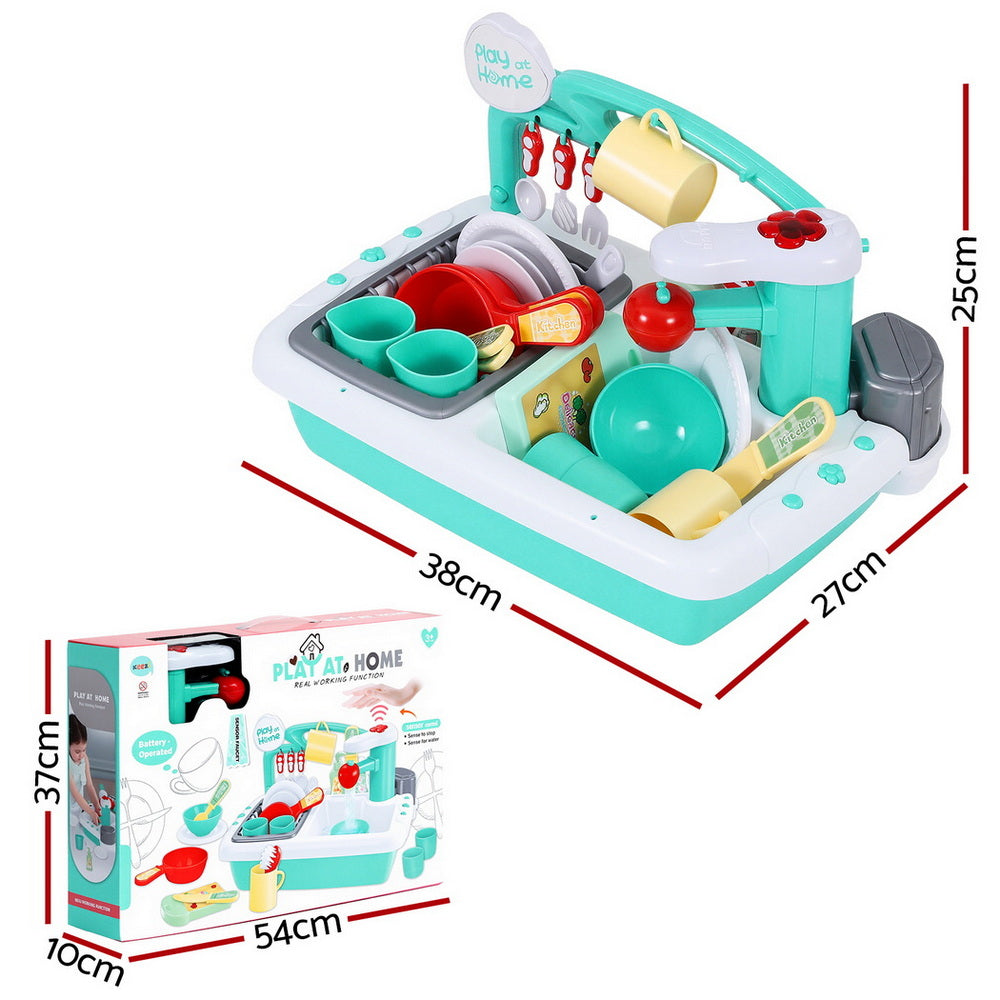 Montessori Pretend Kitchen Sink Playset - Interactive Toy with Automatic Water Cycle System