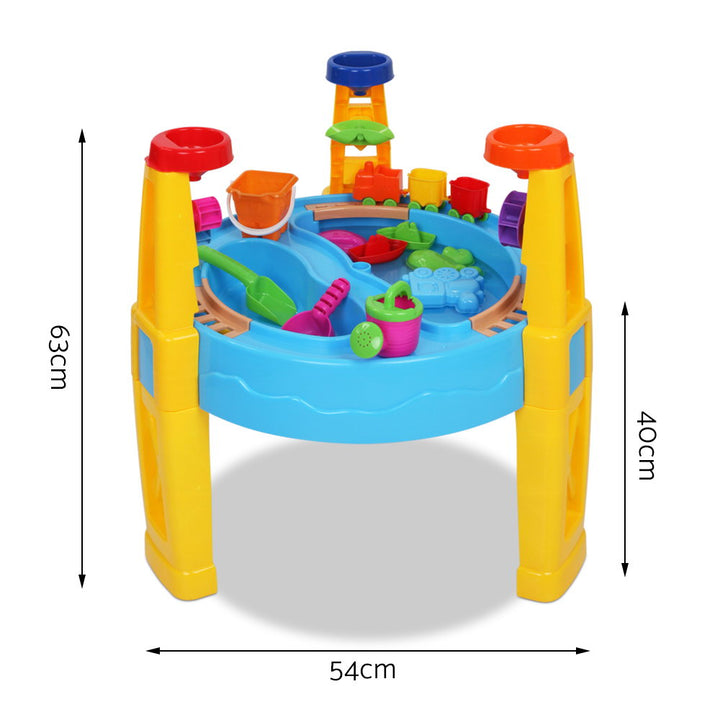 Kids Sand and Water Play Table Set with Umbrella – 26pcs Outdoor Activity Toy for Toddlers