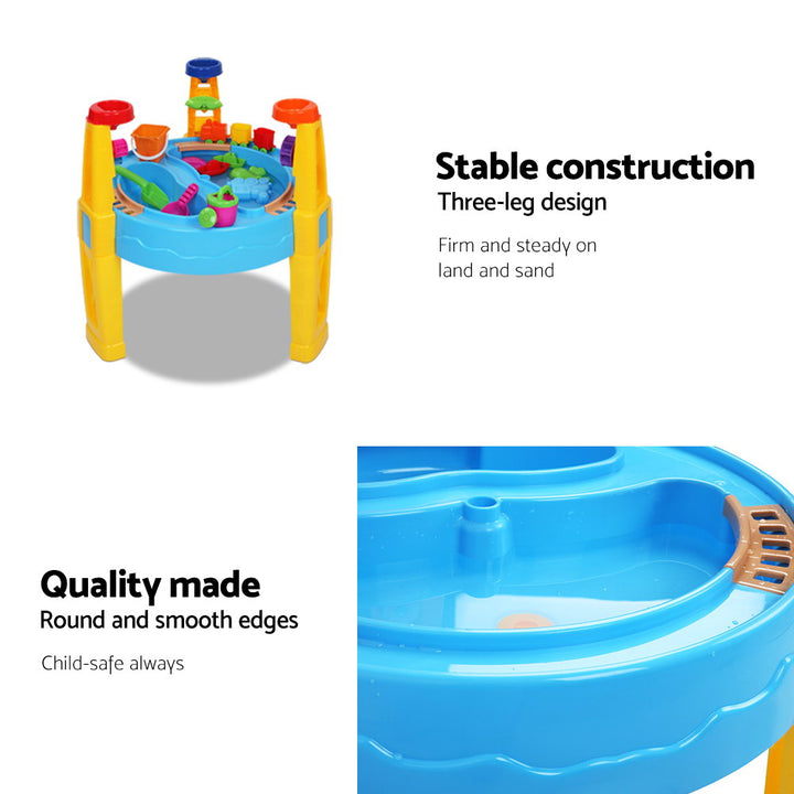 Kids Sand and Water Play Table Set with Umbrella – 26pcs Outdoor Activity Toy for Toddlers