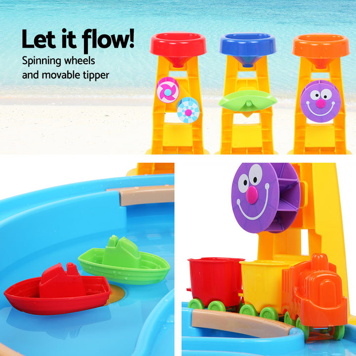 Kids Sand and Water Play Table Set with Umbrella – 26pcs Outdoor Activity Toy for Toddlers