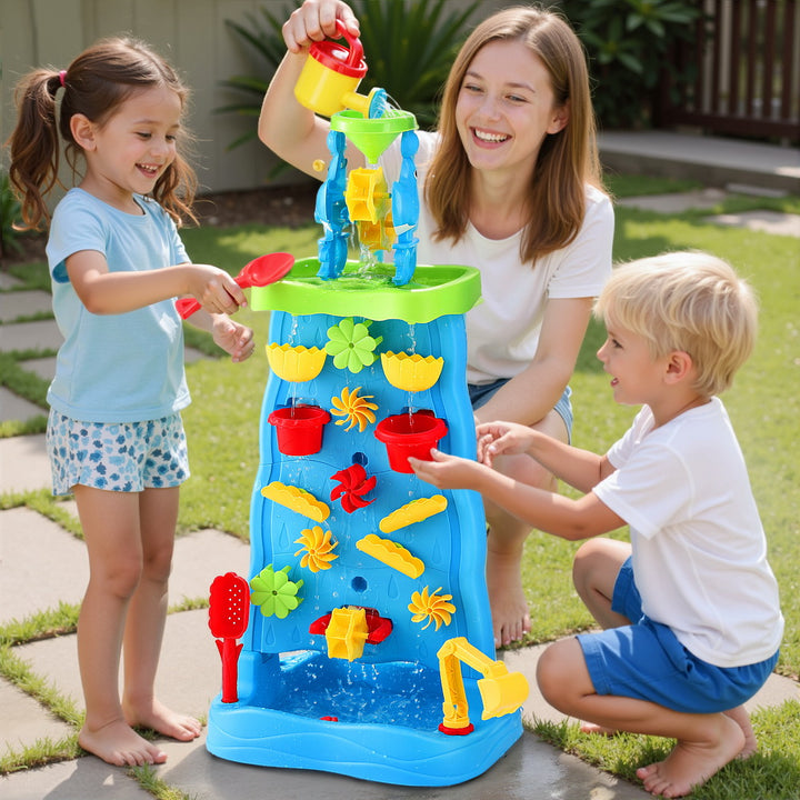 Kids Double-Sided Waterfall Sand & Water Play Tower