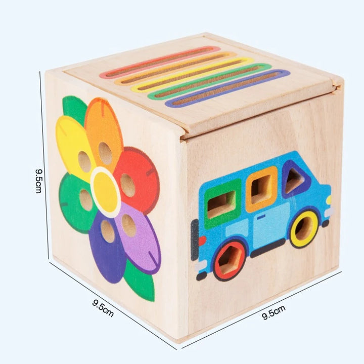 5-in-1 Wooden Sorting Activity Cube – Montessori Colour Match &amp; Fine Motor Toy Box