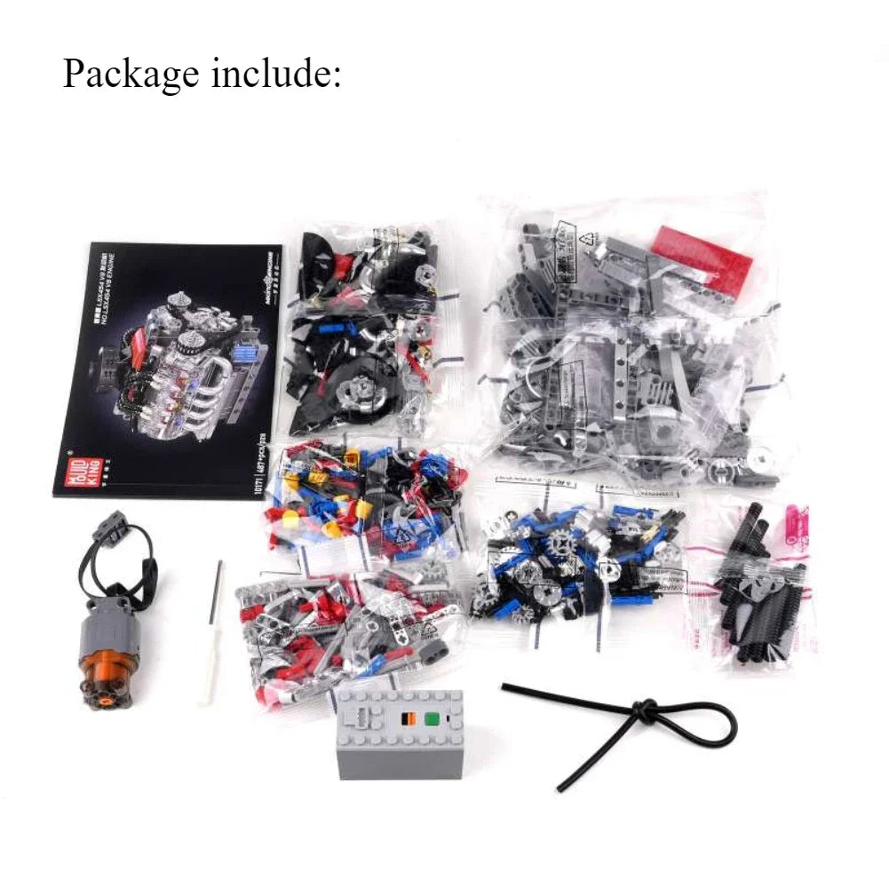 V8 Engine Motorised Building Block Model Kit – 487PCS