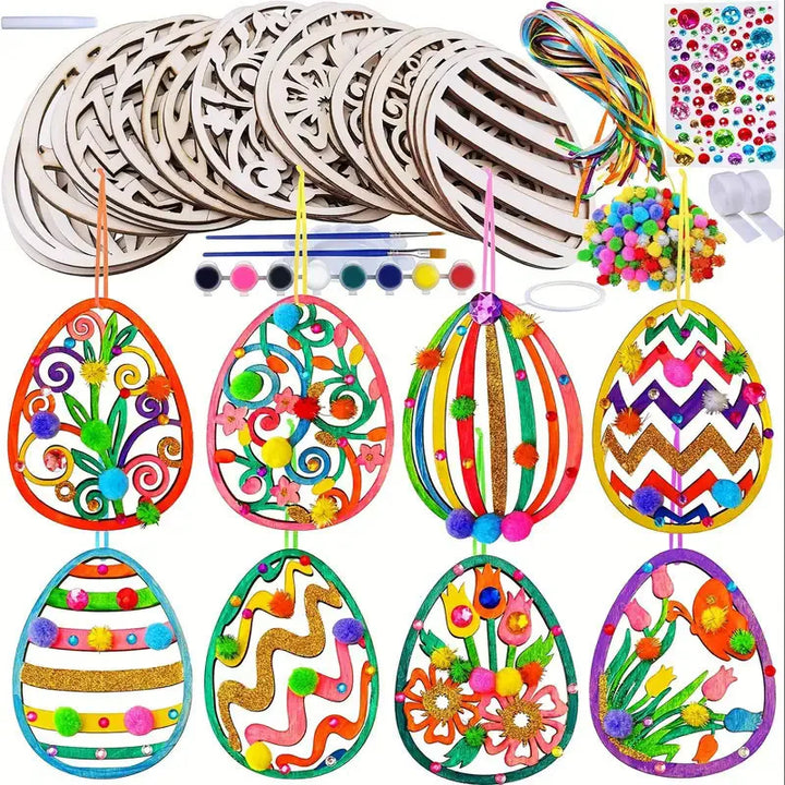 Easter Egg Craft Kit DIY Wooden Hanging Decorations Kids Art Set