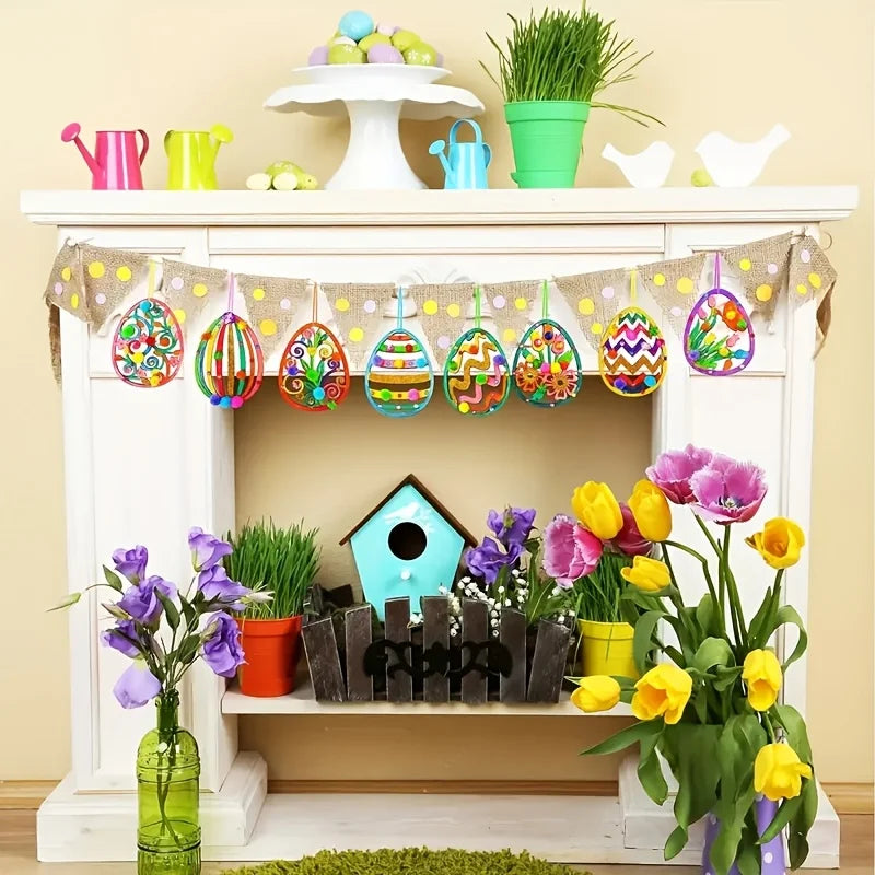 Easter Egg Craft Kit DIY Wooden Hanging Decorations Kids Art Set