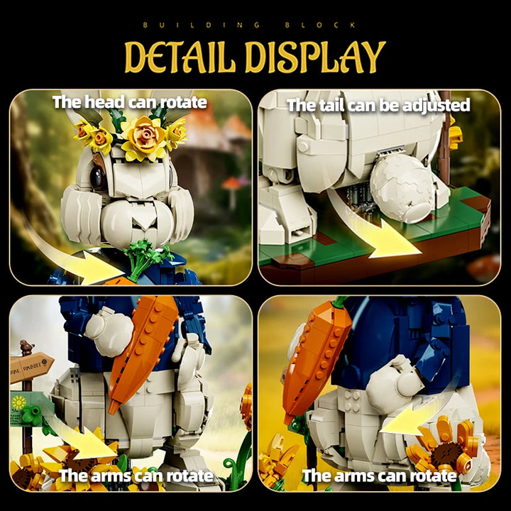 Rabbit Garden Building Block Model Kit – 1258PCS Decorative Bunny Display