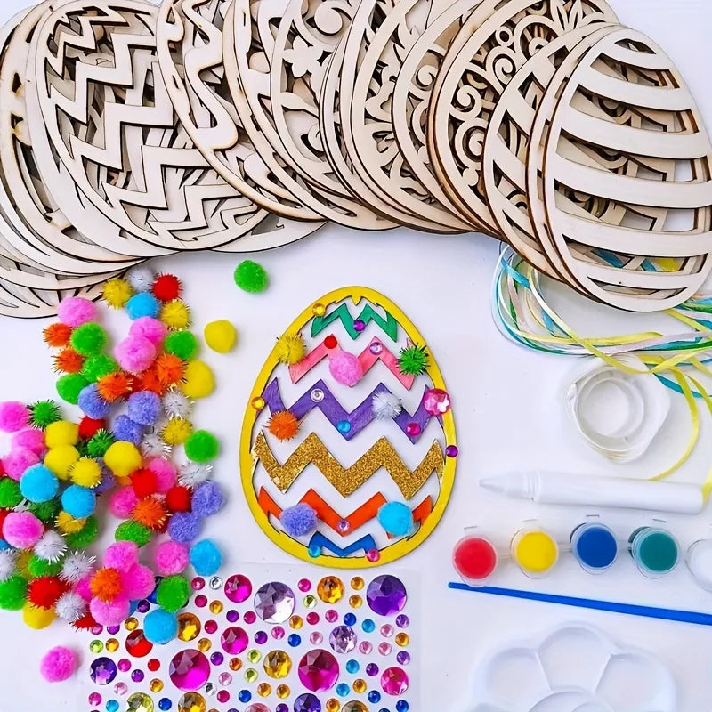 Easter Egg Craft Kit DIY Wooden Hanging Decorations Kids Art Set