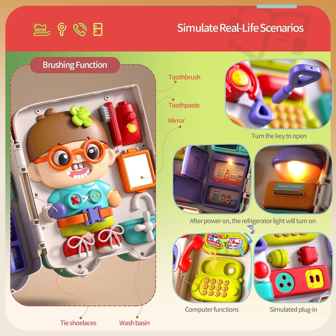 Montessori Busy Board Suitcase Toy for Children