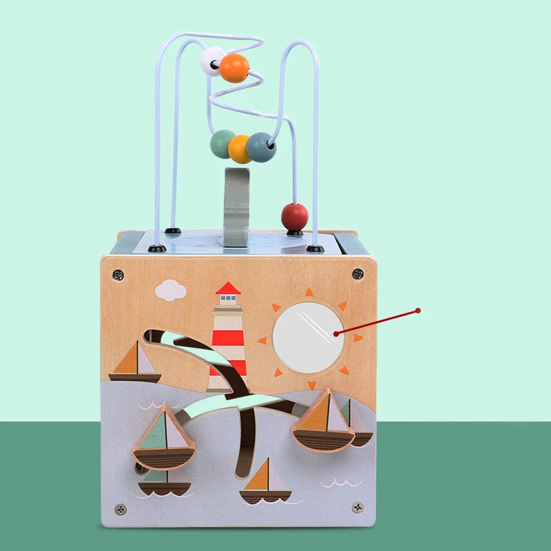 Ocean Theme Wooden Activity Cube for Toddlers