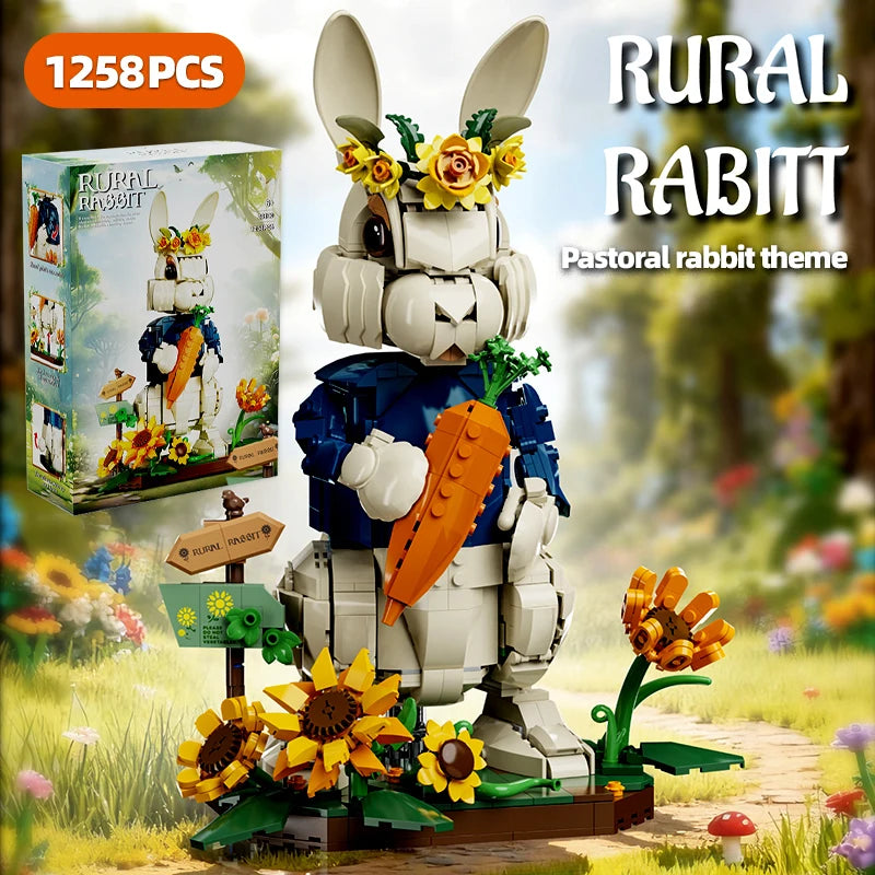 Rabbit Garden Building Block Model Kit – 1258PCS Decorative Bunny Display