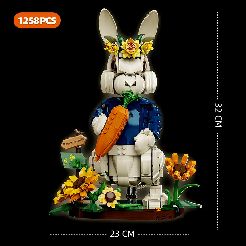 Rabbit Garden Building Block Model Kit – 1258PCS Decorative Bunny Display