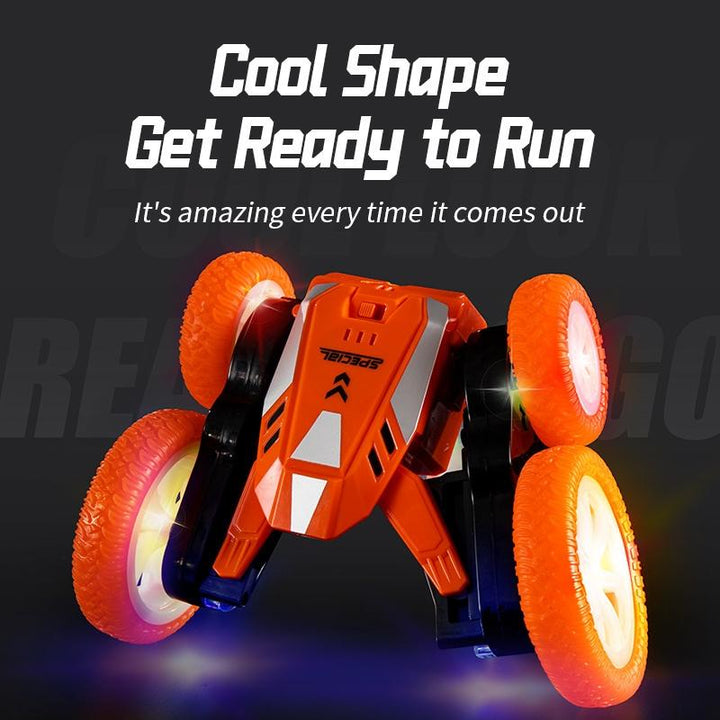 4WD Remote Control Stunt Car Double-Sided 360° Rotating RC Car with LED Lights, Music & Rechargeable Battery