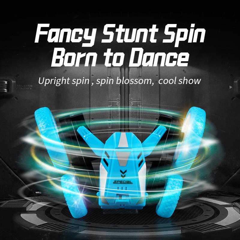 4WD Remote Control Stunt Car Double-Sided 360° Rotating RC Car with LED Lights, Music & Rechargeable Battery