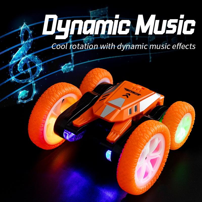 4WD Remote Control Stunt Car Double-Sided 360° Rotating RC Car with LED Lights, Music & Rechargeable Battery