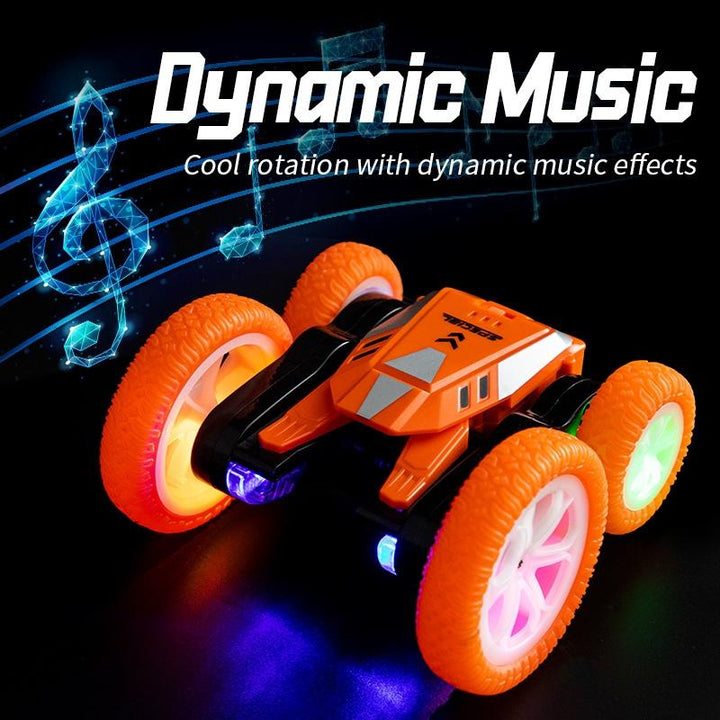 4WD Remote Control Stunt Car Double-Sided 360° Rotating RC Car with LED Lights, Music & Rechargeable Battery