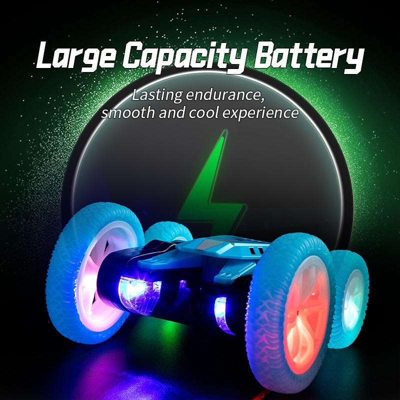 4WD Remote Control Stunt Car Double-Sided 360° Rotating RC Car with LED Lights, Music & Rechargeable Battery