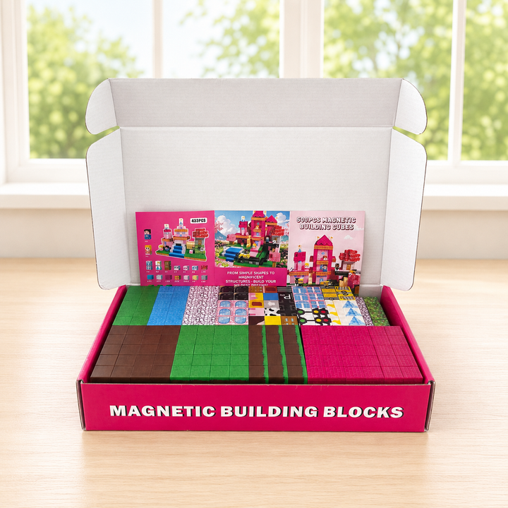 500PCS Magnetic Building Cubes for Girls – Pixel Castle Minecraft Style Construction Blocks