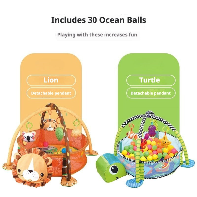 2-in-1 baby play gym and ball pit activity centre with 30 balls for babies to explore, play and grow
