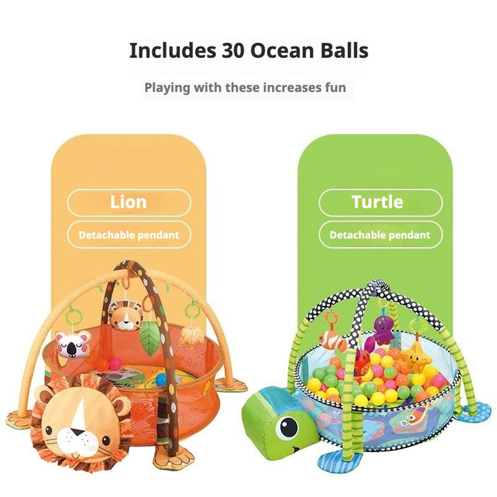 2-in-1 baby play gym and ball pit activity centre with 30 balls for babies to explore, play and grow