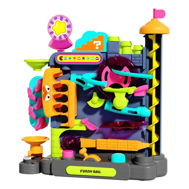 Crazy Ball chain reaction game with multilevel ball runs for kids building hand-eye coordination through play