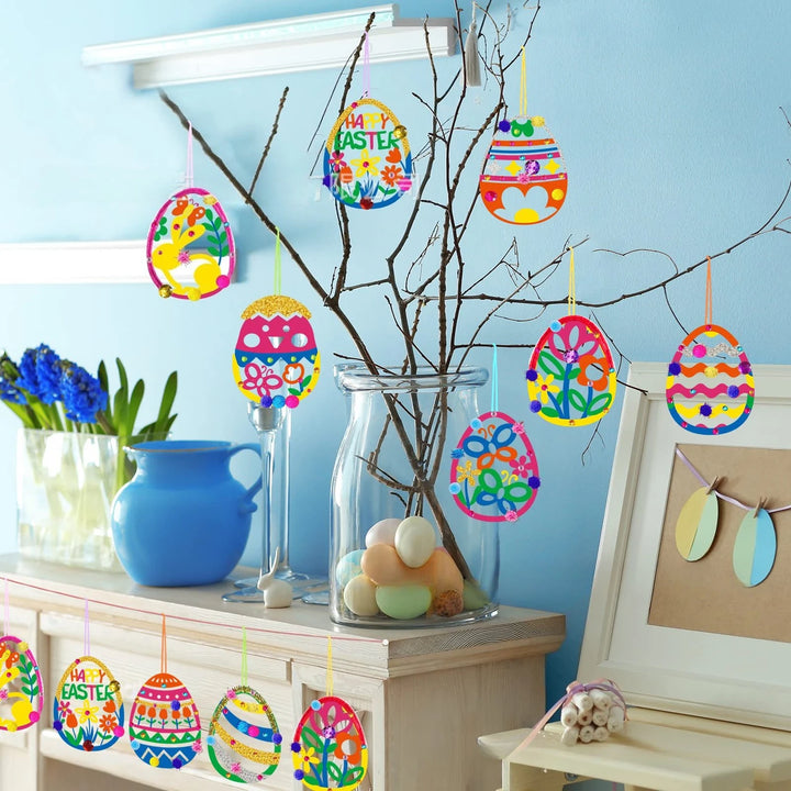 Easter egg craft kit with wooden hanging ornaments, paints and decorations for kids&
