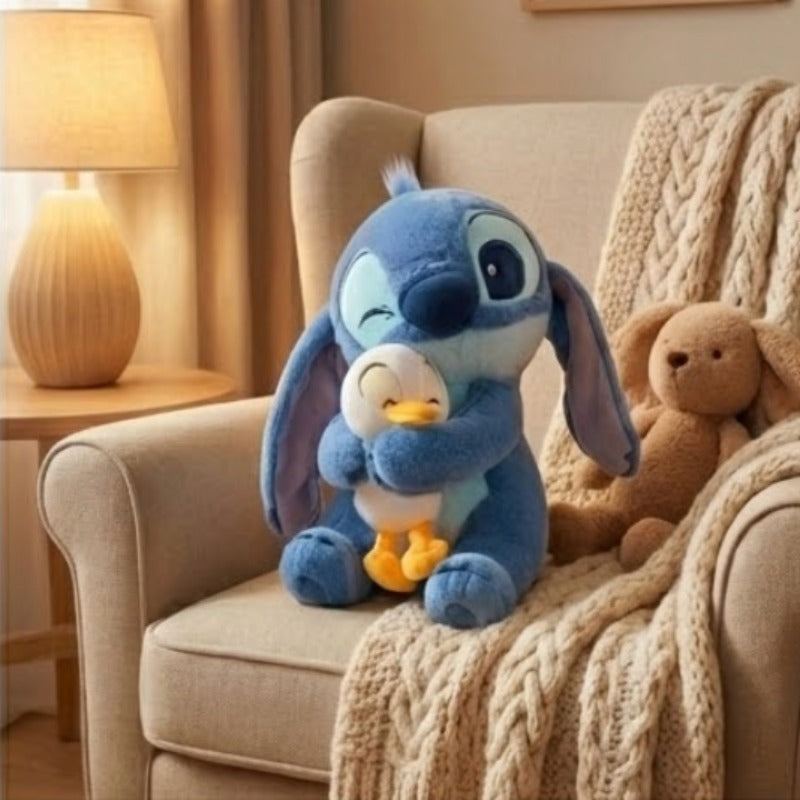 Cute Plush Hugging Stitch & Duck – Soft Cuddly Stuffed Toy