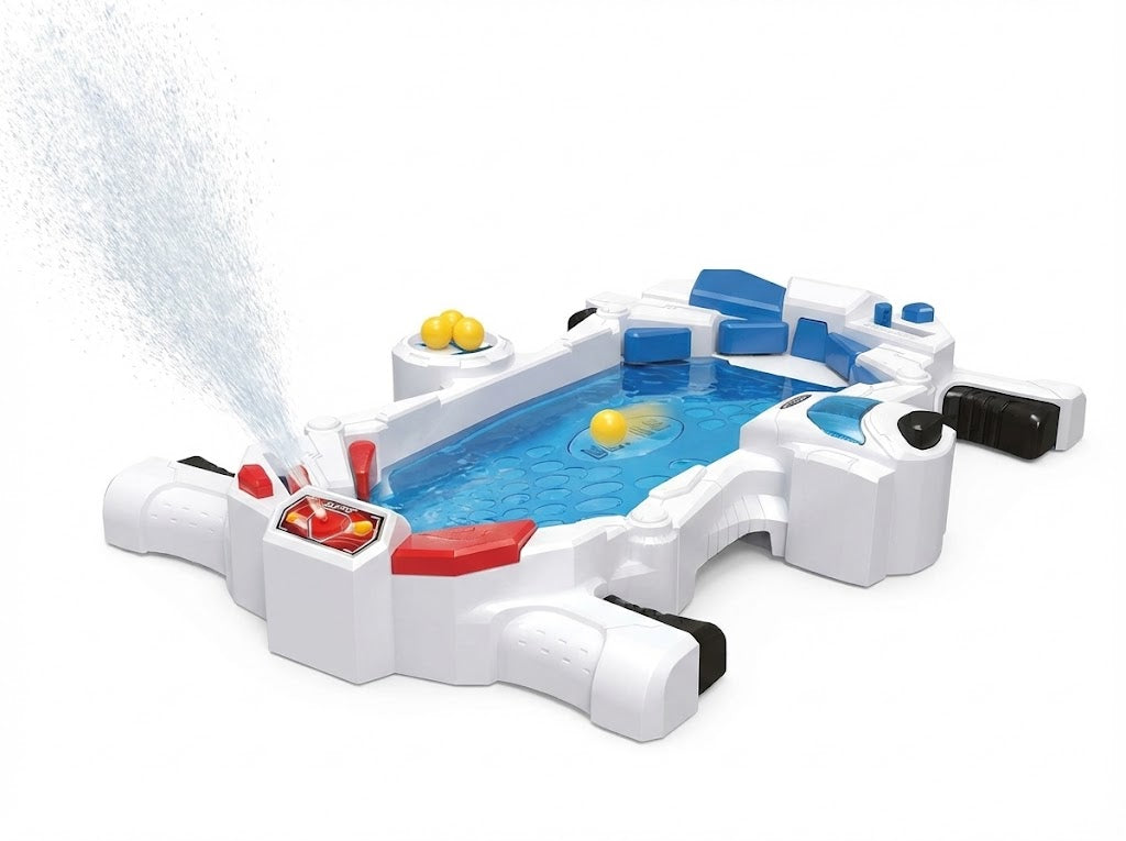 Hydro Battle water spray action game console for two players launching and blocking balls in fast tabletop play