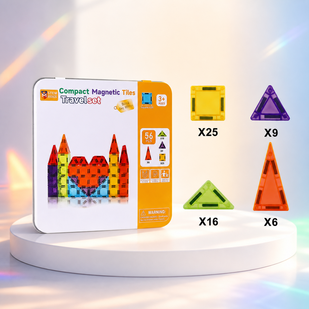 Pocket Magnetic Tiles Travel Set – Mini Building Tiles in Tin Case