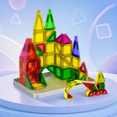 Pocket Magnetic Tiles Travel Set – Mini Building Tiles in Tin Case