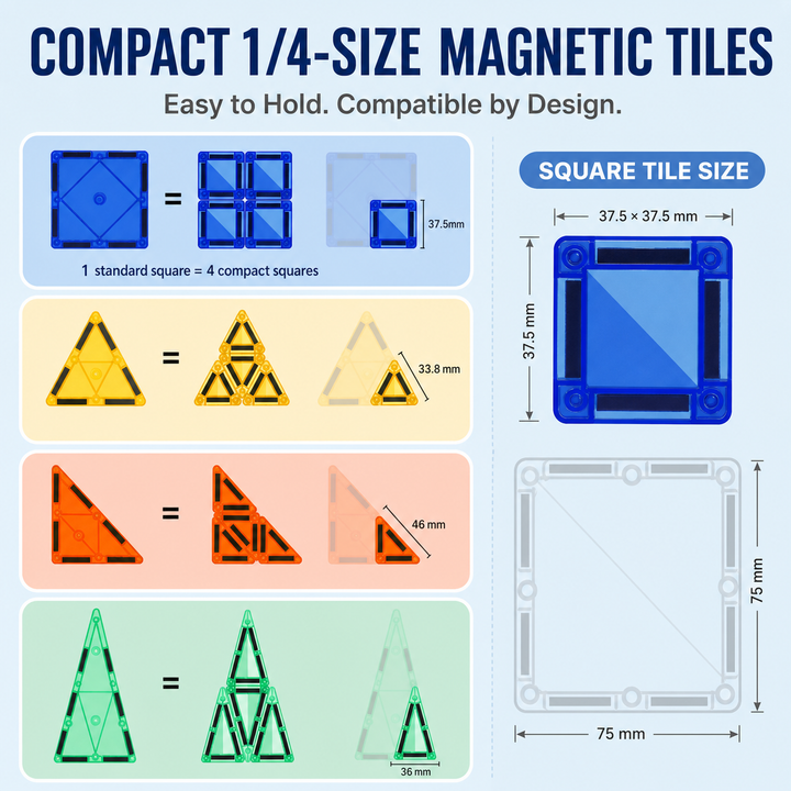 Pocket Magnetic Tiles Travel Set – Mini Building Tiles in Tin Case