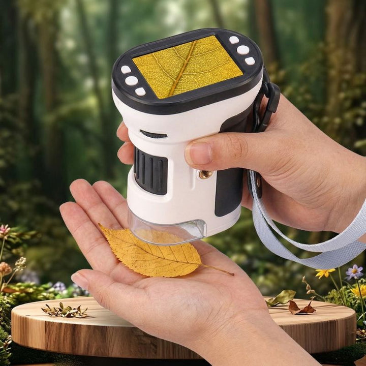 Kids handheld digital microscope with 1000x zoom and HD screen for exploring the micro world in STEM play