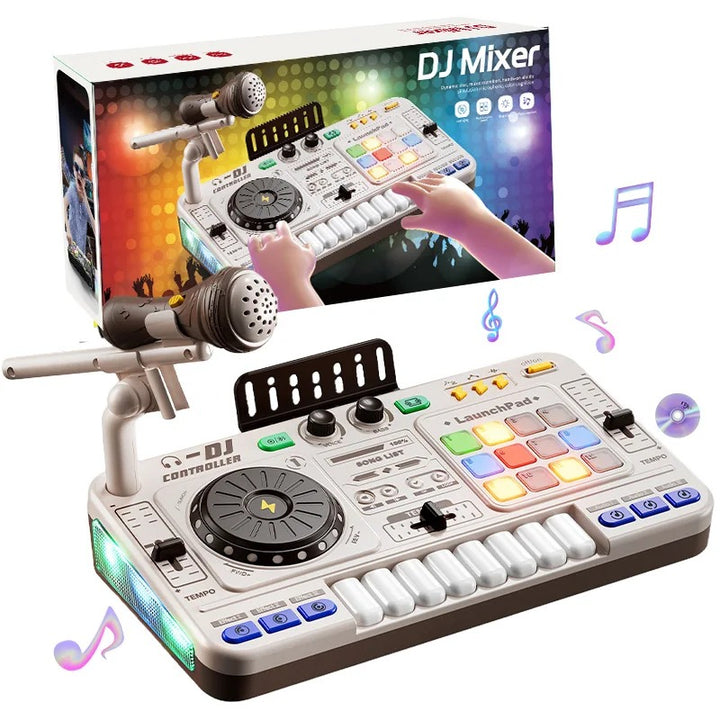 Kids DJ mixer music toy with microphone, lights and Bluetooth for creative music and rhythm play