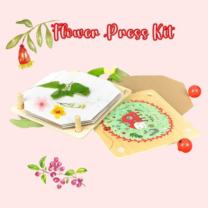 Kids flower press kit for pressing and preserving real flowers in a hands-on nature craft activity