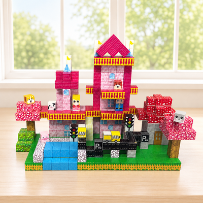 500PCS Magnetic Building Cubes for Girls – Pixel Castle Minecraft Style Construction Blocks