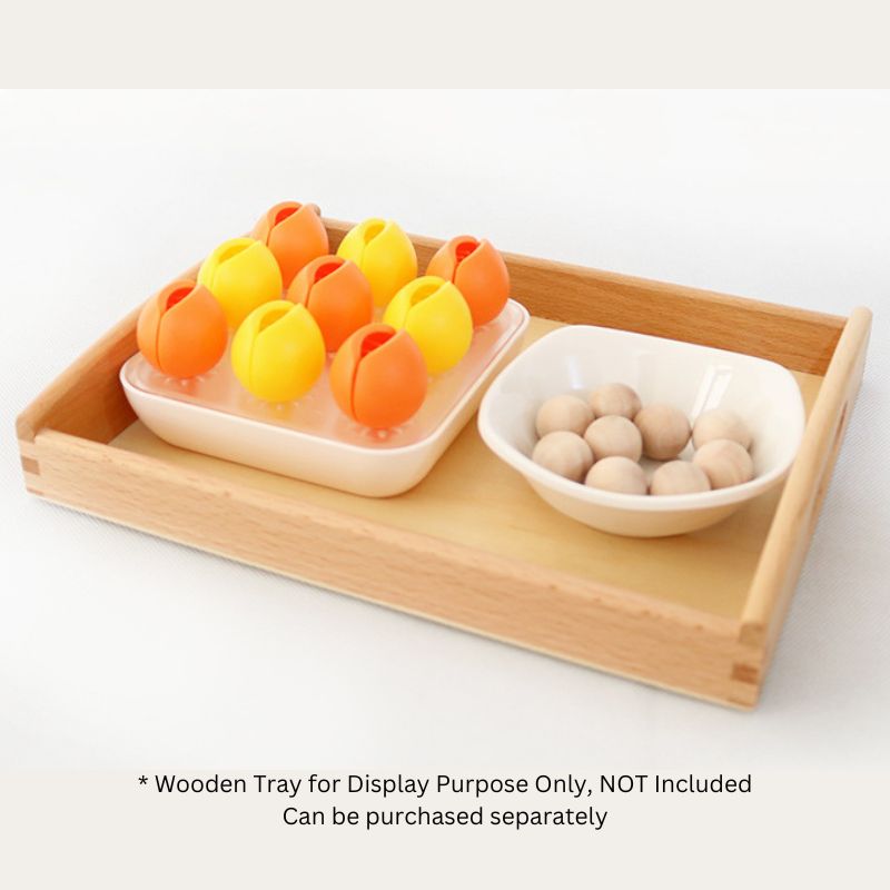 Montessori cactus and ball finger tool for toddlers practising pincer grip and fine motor skills