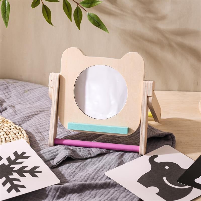 Montessori visual tracking set for babies with mirror and high-contrast cards for early visual development