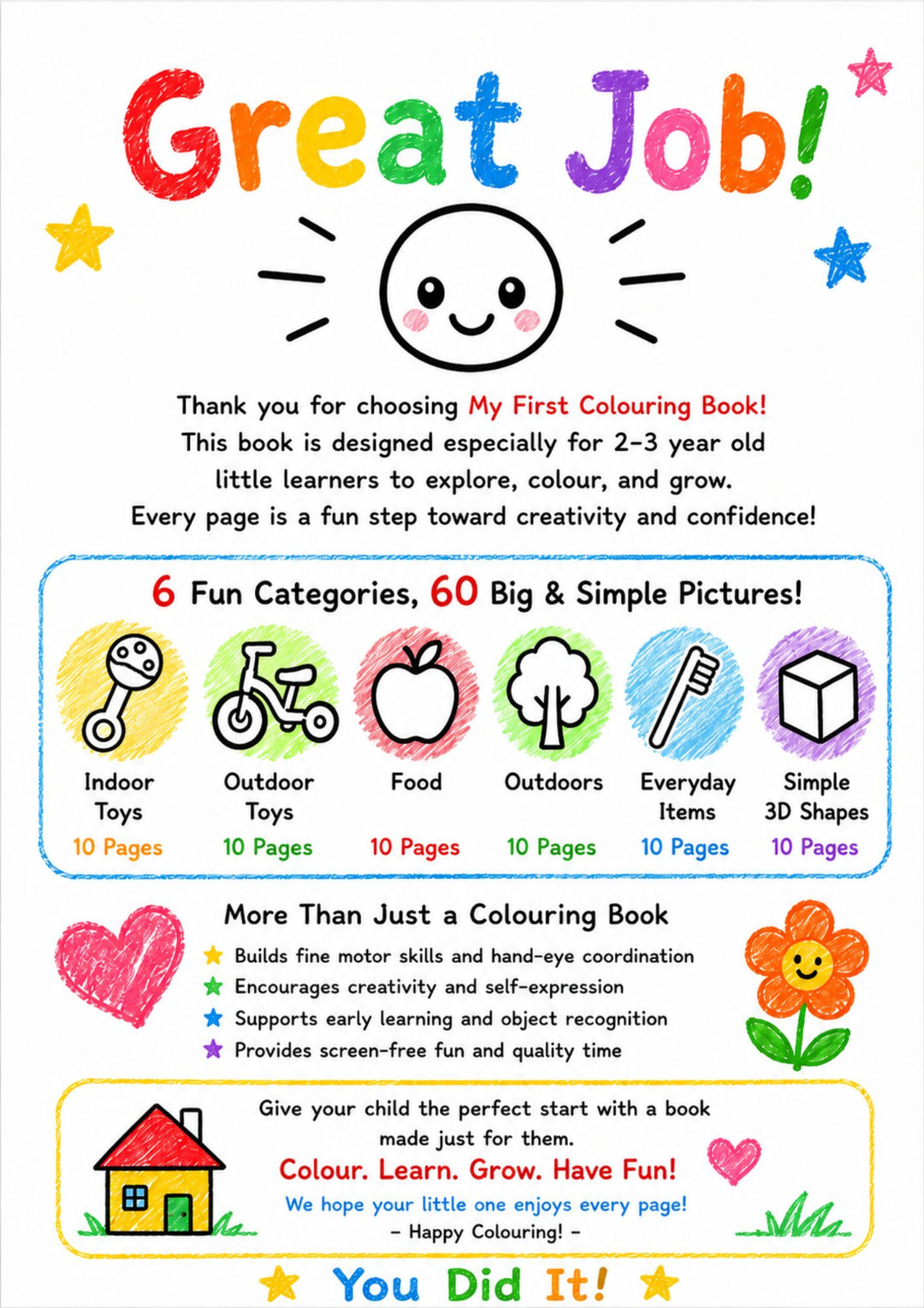My First Colouring Book for Toddlers Ages 2-3 | 60 Simple Object Colouring Pages