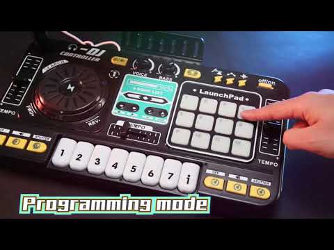 Kids DJ Mixer Music Toy Set with Microphone, Bluetooth, Launchpad, Keyboard & Light Effects – Electronic Music Mixing Table for Toddlers & Children