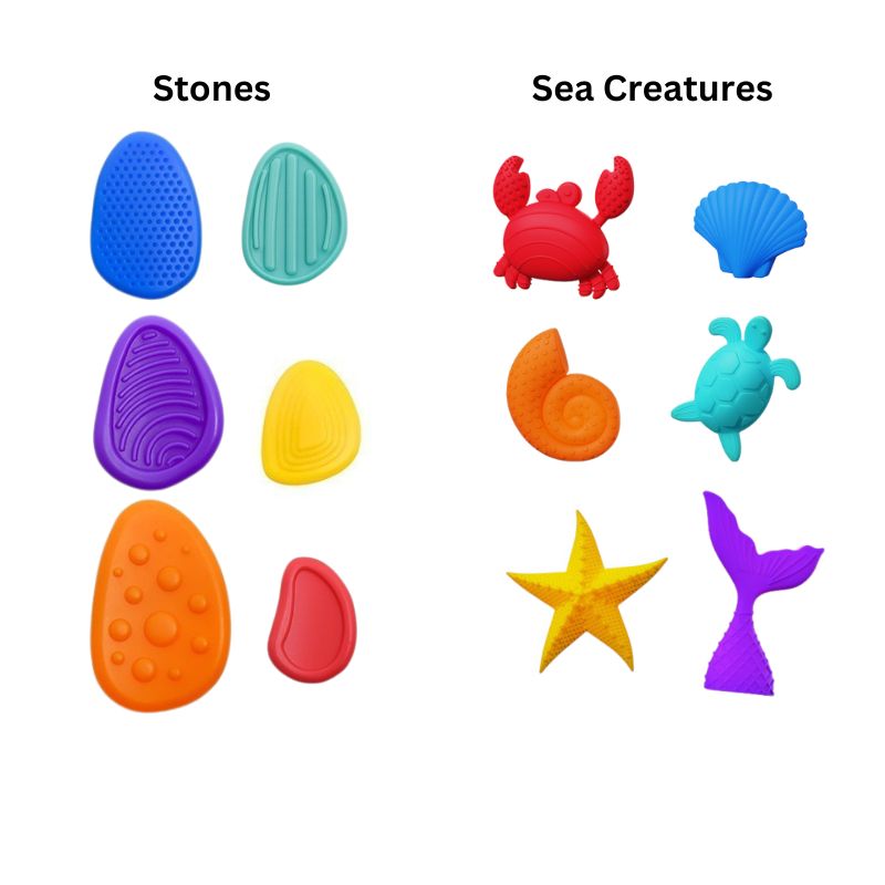 Silicone sensory fidget stones with textured surfaces for tactile focus and calm for kids and adults