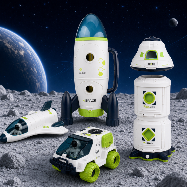 Space Explorer Rocket Playset for Kids – Astronaut Space Toy Rover Shuttle