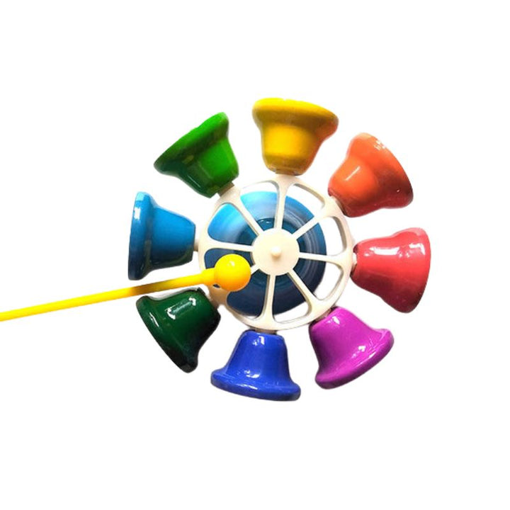 Spinning bell xylophone wheel toy for kids tapping and spinning to make colourful musical sounds