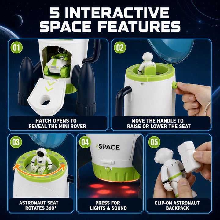 Space Explorer Rocket Playset for Kids – Astronaut Space Toy Rover Shuttle