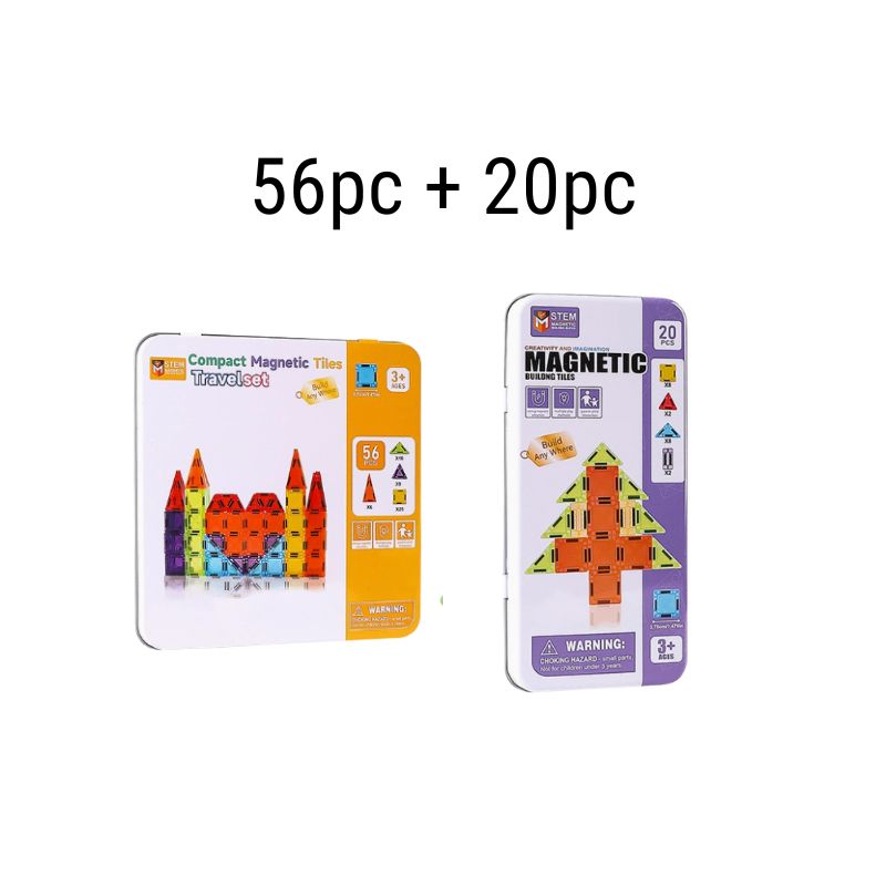 Pocket Magnetic Tiles Travel Set – Mini Building Tiles in Tin Case