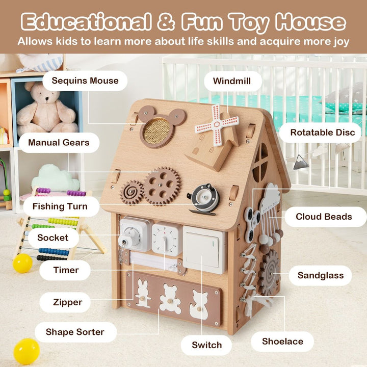 Busy Board House Toddler Activity Busy House Beech Wood Neutral