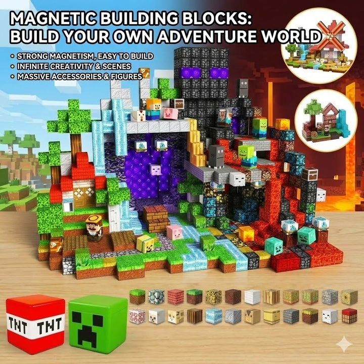 Magnetic Building Cubes Set for Kids – Creative 3D Construction Blocks, Themed Scenes