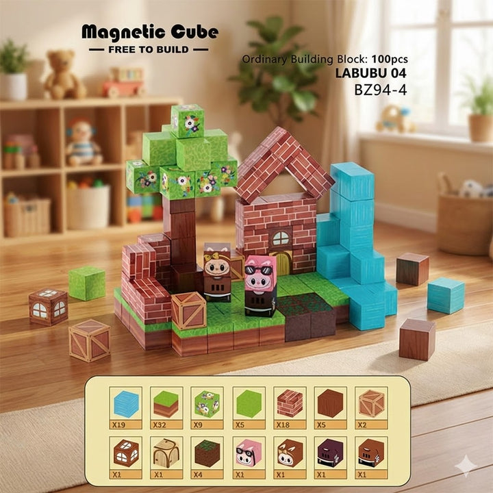 Magnetic Building Cubes Set for Kids – Creative 3D Construction Blocks, Themed Scenes