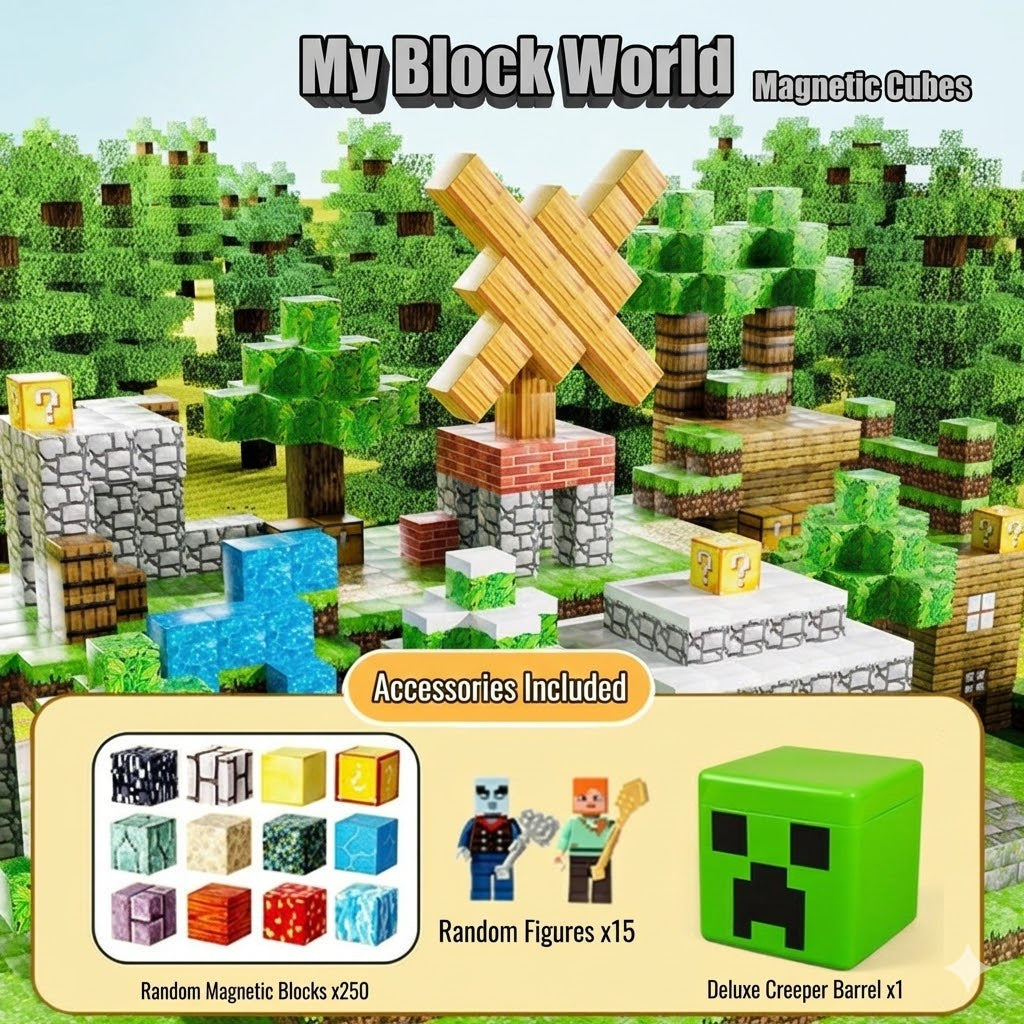 Magnetic Building Cubes Set for Kids – Creative 3D Construction Blocks, Themed Scenes