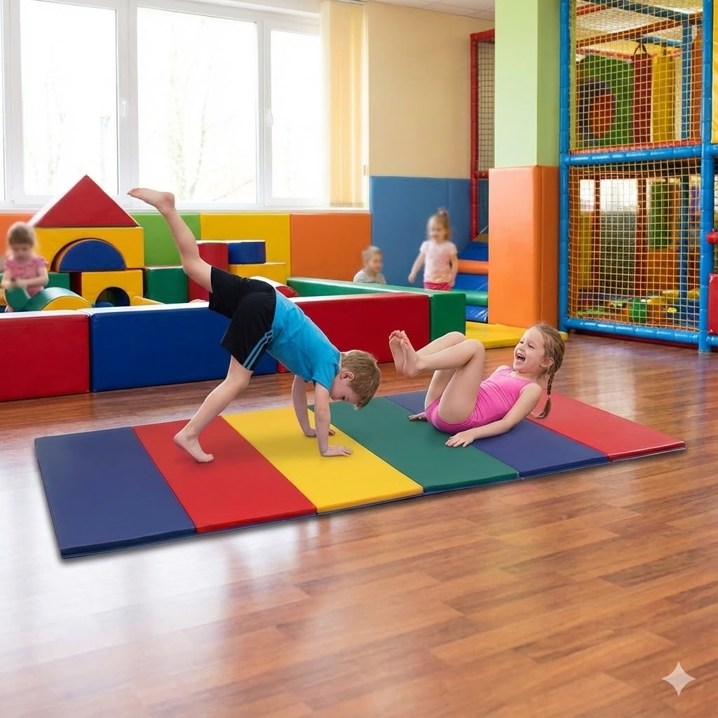 Colour Block TriFold Kid's Multi Use Play and Gymnastic Mat